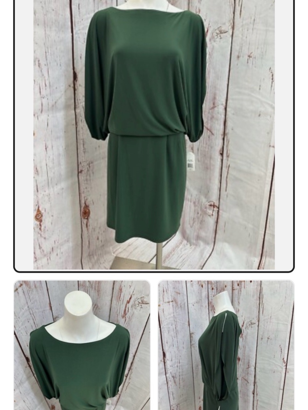 Jessica Simpson Forest Green Midi Draped Overlay Dress